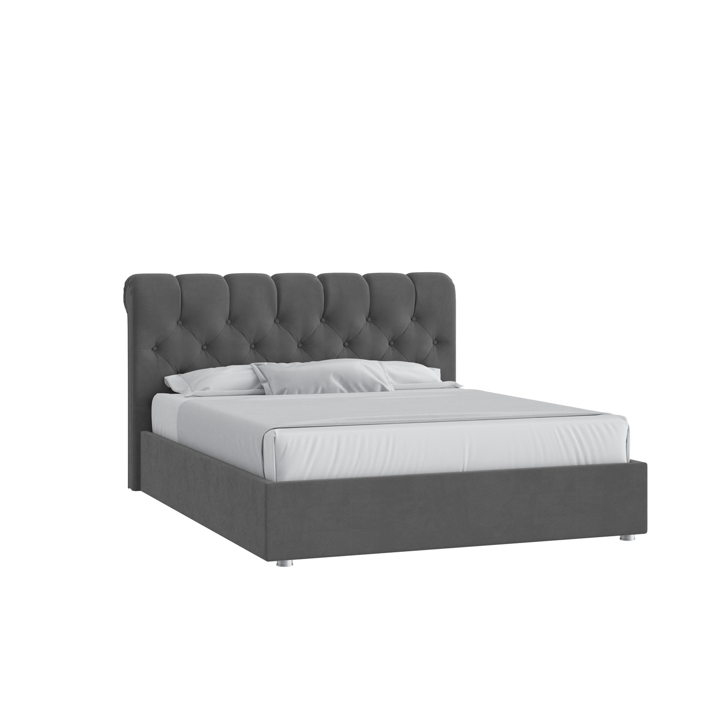 Кровать Элис 160х200 Микровелюр Инфинити 02 темно-серый