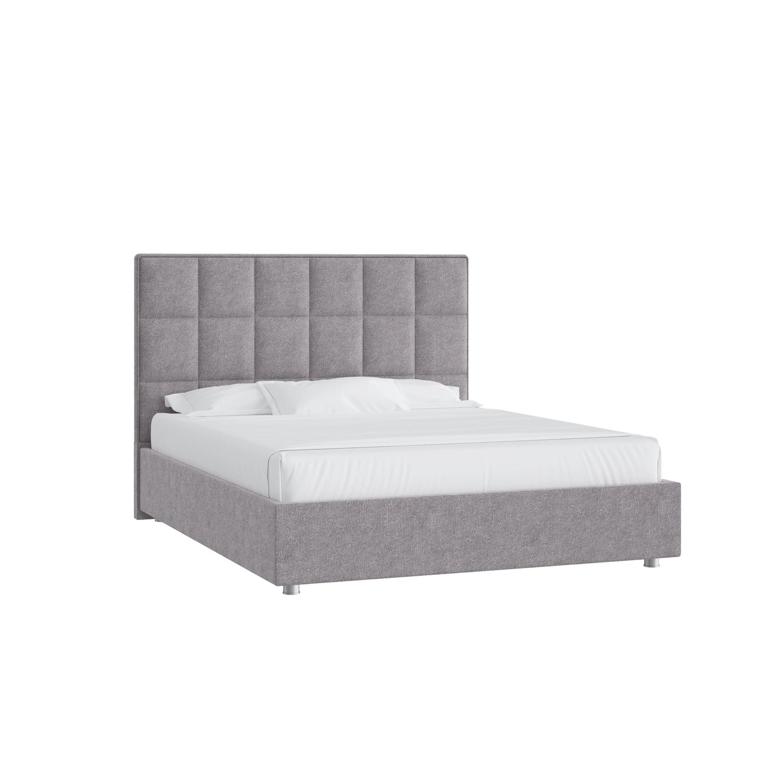 Крвать Квадро N 120х200 прямой NEW 1Категория Микровелюр Платина